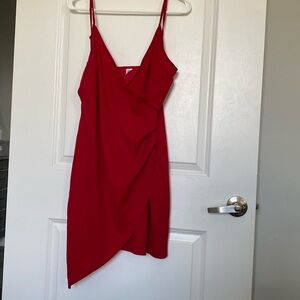Red asymmetrical cocktail dress